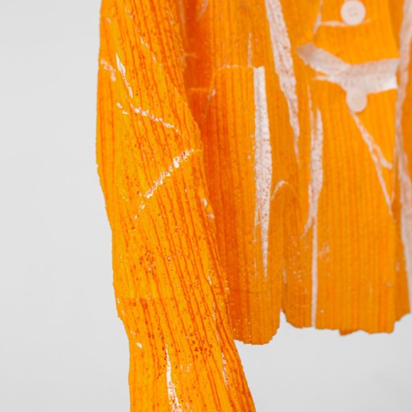 Issey Miyake Pleated Mesh Orange Jacket - Picture 4 of 8